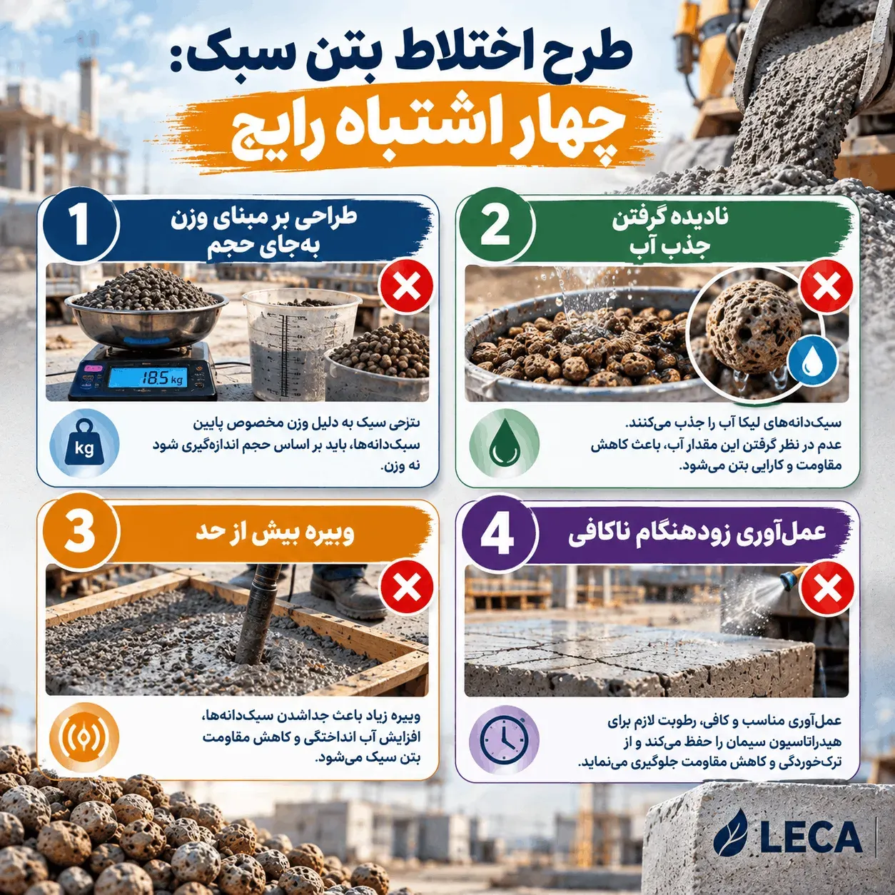 طرح اختلاط بتن سبک: چهار اشتباه رایج