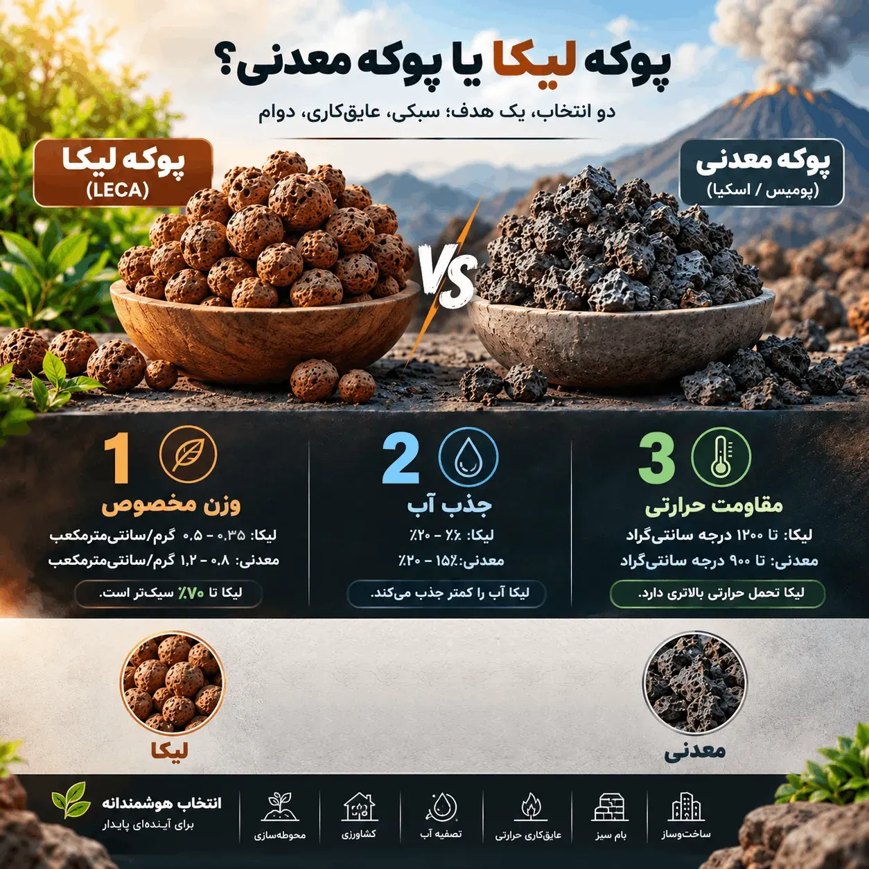 پوکه لیکا یا پوکه معدنی؟ تفاوت در سه عدد