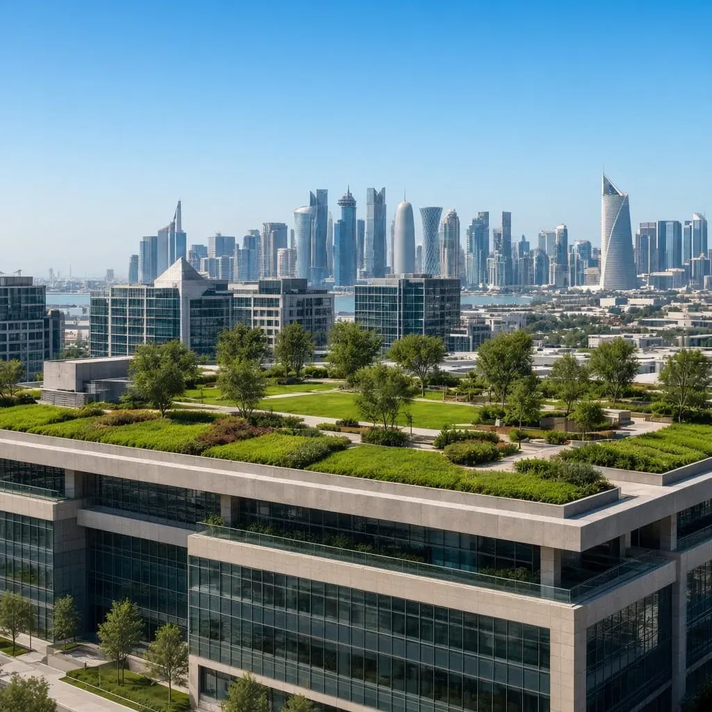 سطح أخضر لمجمع مكاتب في الدوحة